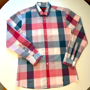 Hugo Boss Red Slim Fit patterned dress shirt